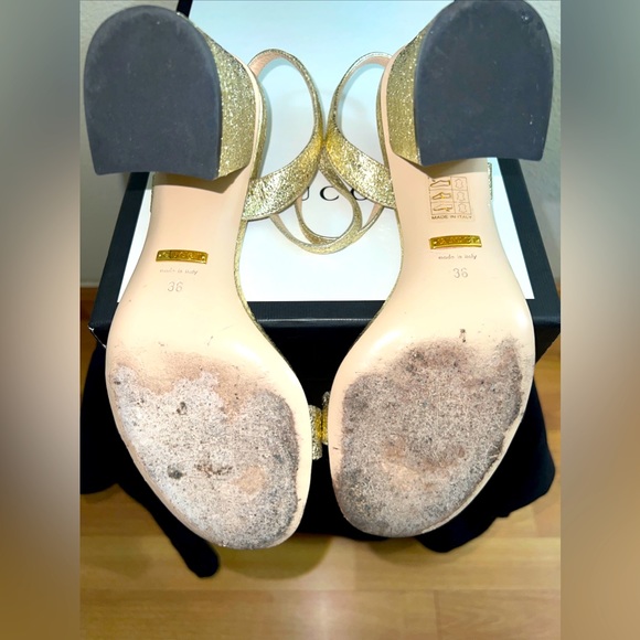 GUCCI Sexy Metallic Laminate Leather Mid Heel Sandal Double US Size 6, with Box. - Picture 13 of 16